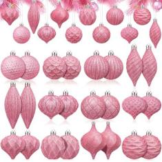 Imagem de Syhood 24 peças de enfeites de bola de Natal pendurados à prova de estilhaçamento conjunto de enfeites de árvore de Natal de plástico conjunto de decoração de bola de Natal para árvore de festa de