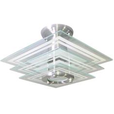 Imagem de Luminária Plafon Quadrado 3 Vidros Branco