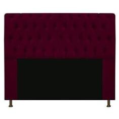 Imagem de Cabeceira Estofada Lady 195 cm King Size Com Capitonê Suede Bordô - Doce Sonho Móveis