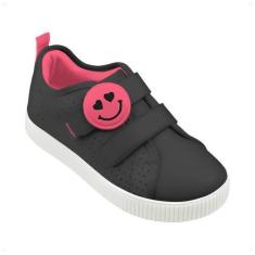 Imagem de Tênis Infantil Pampili Colegial Luna Smile Preto Com Pink