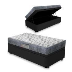 Imagem de Cama Box Baú Solteiro Preta + Colchão De Espuma D33 - Ortobom - Iso 10