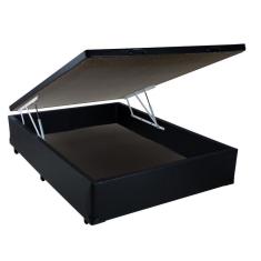 Imagem de Cama Box Baú Blindado Casal King Design Sintético Preto 138x188x41