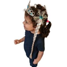 Imagem de Fantasia infantil Princesa C/ Trança cabelo Coroa Varinha - Genérica
