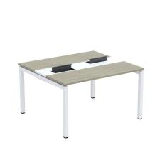 Imagem de Mesa Plataforma Dupla com Pé de Aço para Coworking 130x120 Pdc13/12/2p Nogueira casblanca/Branco