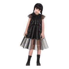 Imagem de Fantasia Wandinha Addams Vestido Infantil Preto De Festa - D' Presente