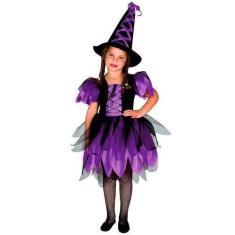 Imagem de Fantasia de Bruxa Infantil Várias Cores com Chapéu - Sulamericana, G 9