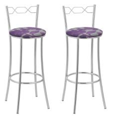 Imagem de Kit 2 Banquetas Cromadas BC51-A E501 Cromado/Estampado