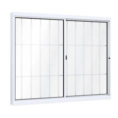 Imagem de Janela de Aluminío de Correr 100x150cm 2 Folhas com Grade e Vidro Lucasa Ideale Branco