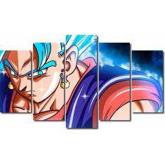 Quadro Decorativo Dragon Ball Z Goku Super Sayajin 5 Peças M8