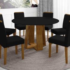 Jogo de mesa redonda jantar com 6 cadeira retratil
