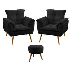 Imagem de Kit 2 Poltronas Opala e Puff Solar Sued  Aradecor