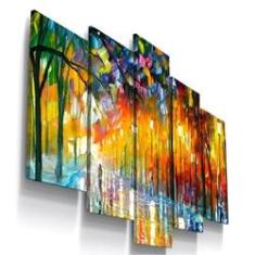 Imagem de Quadros Decorativos Bosque City Abstrato Sala Quarto