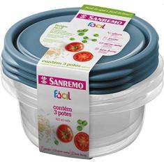 Imagem de Conjunto com 3 Potes Plásticos, Sanremo, SR110/3C, Fácil, 620 ml 