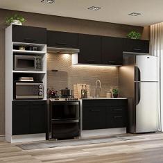 Imagem de Cozinha Completa Madesa Agata 350001 com Armário e Balcão (sem Tampo e Pia) - Branco/preto