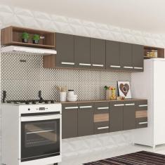 Imagem de Cozinha Completa Alice 10 Portas 4 Gavetas Castanho/preto - Panorama Móveis