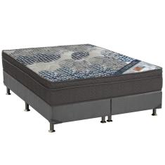 Imagem de Cama Box Queen: Colchão Molas Ortobom Superpocket Iso Firme + Base Crc Suede Cinza(158X198)
