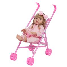 Imagem de Boneca Reborn Bebê Linda Com Carrinho Infantil Rosa