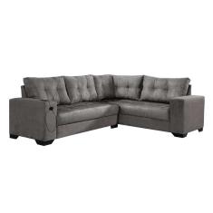 Imagem de Sofá de Canto 5 Lugares Dijon com Entrada USB Suede Cinza