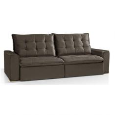 Imagem de Sofá 6 Lugares Ceará Retrátil e Reclinável Com Molas Veludo Marrom