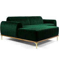 Imagem de Sofá 3 Lugares com Chaise Esquerdo Para Sala Molino 230 cm D02 Veludo Verde Musgo C-303 -Lyam Decor