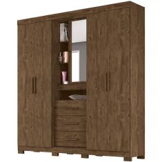 Imagem de Guarda Roupa Casal 5 Portas 9073 Castanho Wood Moval Castanho Wood