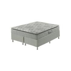 Imagem de Cama Box King Cinza + Colchão Ortopedico Espuma D33 Pillow Top Hanover One 193x203x59cm