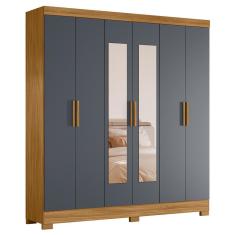 Imagem de Guarda Roupa Casal Valença 6 Portas com Espelho - Moval Freijó/Cinza