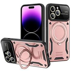 Imagem de Linda capa protetora para iPhone 14 Pro desbloqueada com suporte - compatível com Magsafe à prova de choque capa para celular Armor iPhone 14 Pro, capa magnética com design de janela grande com
