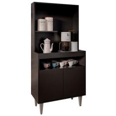Imagem de Armário de Cozinha 2 Portas Cantinho do Café 70cm Bella M24 Preto - Mpozenato