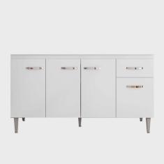 Imagem de Balcão Gabinete De Pia Sem Tampo 150Cm 4 Portas 1 Gaveta Gabriela Branco - Ajl Móveis