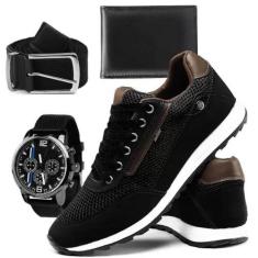 Imagem de Tênis Masculino Sapatênis Casual com Relógio + Cinto e Carteira - MKSH