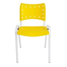 Imagem de Cadeira Iso para Escola Escritório Comércio Amarelo Base Branco