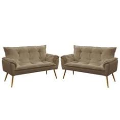 Imagem de Kit 2 Poltronas Namoradeiras Decorativas Opala Suede Capuccino Aradecor