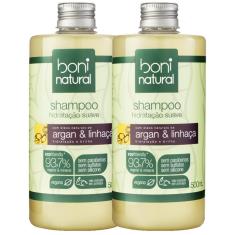 Imagem de Kit Shampoo Boni Natural Argan e Linhaça 500ml com 2 unidades