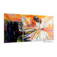 Imagem de Quadro Decorativo Pintura Mulher Tocando Piano 120x60 Sala
