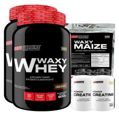 Imagem de KIT - 2x Whey Protein Waxy Whey 900g + 2x Creatina 100g + Waxy Maize 800g - Bodybuilders-Unissex