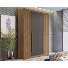 Imagem de Guarda Roupa 4 Portas E 2 Gavetas C/ Pés Buriti Jatoba/Grafitte - Santos Andirá