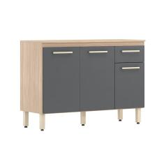 Imagem de Balcao De Cozinha Modulado Dama 3 Portas E 1 Gaveta C Tampo Avena Grafito Demobile