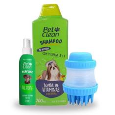 Imagem de Kit Perfume P/ Pets 120ml + Escova De Banho Para Pets Com Reservatório