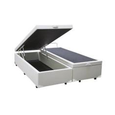 Imagem de Cama Box Baú Casal Bipartido Blindado Material Sintético Branco com Pi