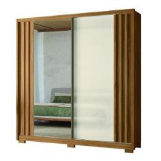 Imagem de Guarda Roupas Casal Com Espelho Ripado 2 Portas De Correr 3 Gavetas Fr