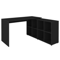 Imagem de Mesa Escrivaninha Em L 140x130cm 8 Nichos Eron A06 Preto - Mpozenato