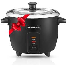 Imagem de Panela de Arroz Elétrica atpe 3 Xícaras Não Cozidas, 110V, Elite Gourmet ERC006SS, Preta