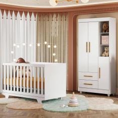 Imagem de Quarto de Bebê Completo Lara 100% Mdf 3 Portas 2 Gavetas Branco 5351 - Tigus Baby