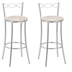 Imagem de Kit 2 Banquetas Cromadas Bc51-a E503 Cromado/Bege