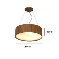 Imagem de Lustre Pendente Redondo 80Cm X 16Cm Em Madeira Imbuia