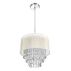 Imagem de Lustre Pendente De Organza e Cristal Acrílico Manucrillic Bege
