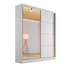Imagem de Guarda-roupa solteiro espelho 1,80m 100%MDF - Veneza-Branco - Bianchi Móveis