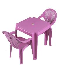 Imagem de Mesa Infantil  Ursinho Com 02 Cadeiras Plásticas Várias Cores
