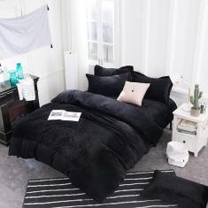 Imagem de Jogo De Cama Casal King Sued Preto 7Pç Edredom De 280X280Cm